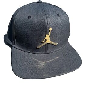 Air Jordan Hat Men Black Cement Elephant Gold Metal Jumpman Snap Back Cap